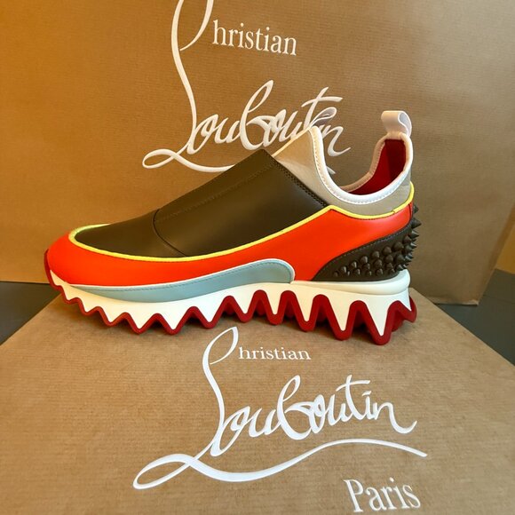 Christian Louboutin 1240429 Men's Sharkyloub SP Spikes Leather Sneakers, 43 45 - Picture 6 of 16